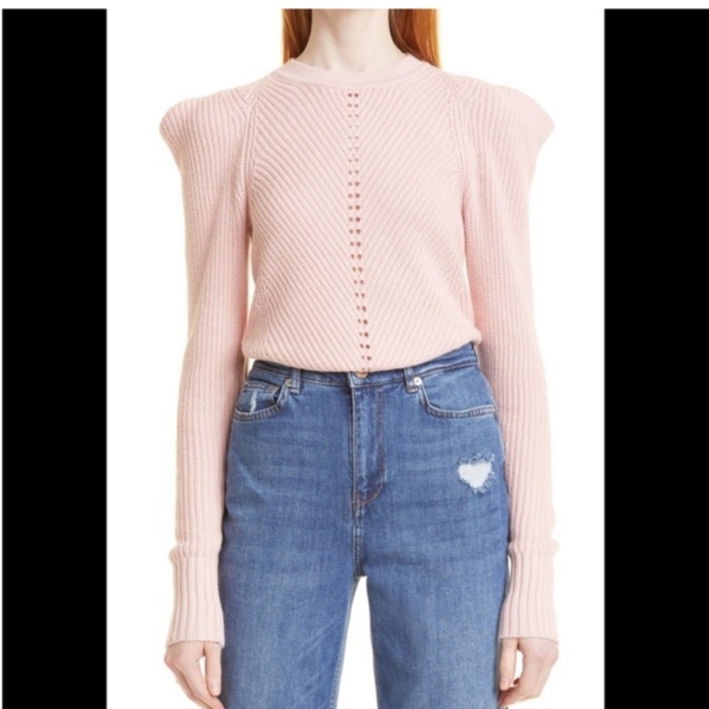 Ted Baker London Sunnie Shaker Stitch Sweater Structured Shoulder Light Pink  1